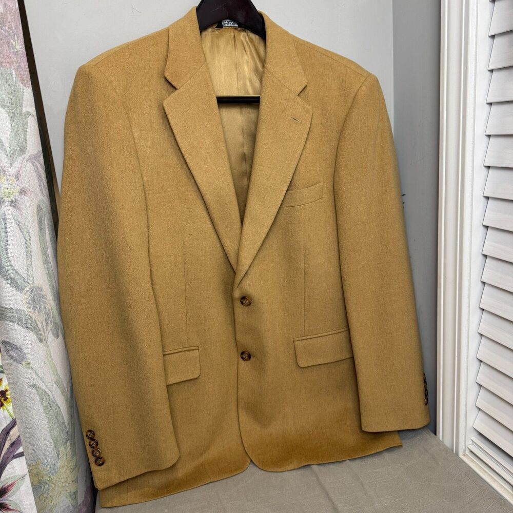 Vintage Bill Blass Men's 42R 100% Camel Hair 2-Butt Blazer Sport Coat B1002 Fall